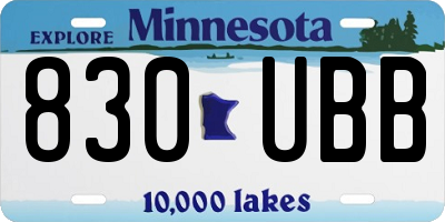 MN license plate 830UBB