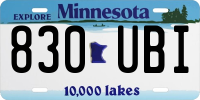 MN license plate 830UBI