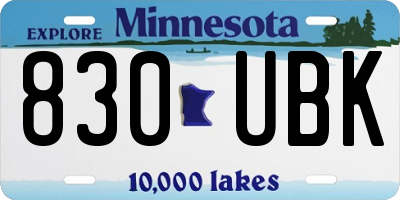 MN license plate 830UBK