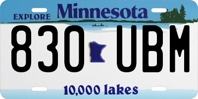 MN license plate 830UBM