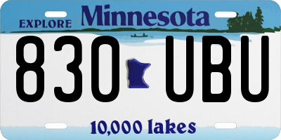 MN license plate 830UBU