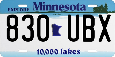 MN license plate 830UBX