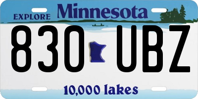 MN license plate 830UBZ