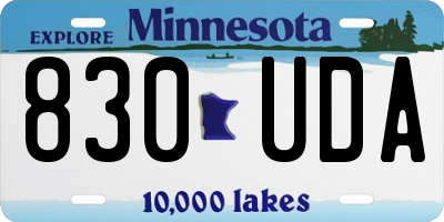 MN license plate 830UDA