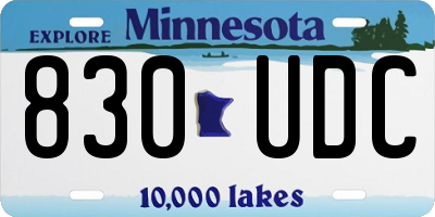 MN license plate 830UDC