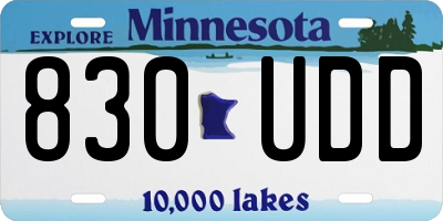 MN license plate 830UDD