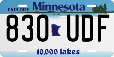 MN license plate 830UDF