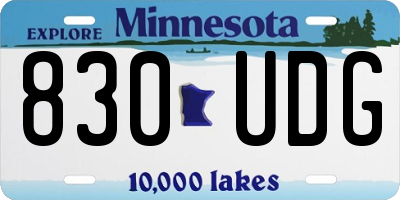 MN license plate 830UDG