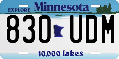 MN license plate 830UDM
