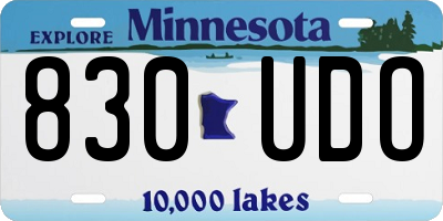 MN license plate 830UDO