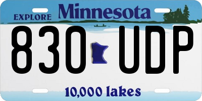 MN license plate 830UDP