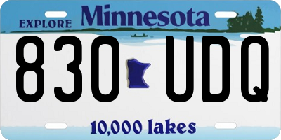 MN license plate 830UDQ