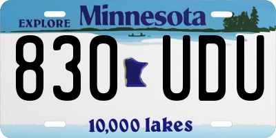 MN license plate 830UDU