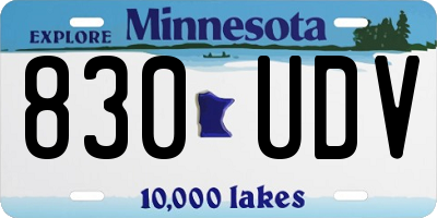 MN license plate 830UDV