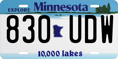 MN license plate 830UDW