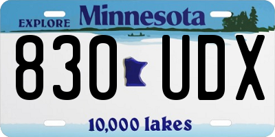 MN license plate 830UDX