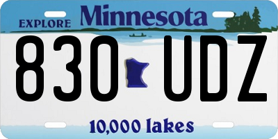 MN license plate 830UDZ