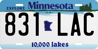 MN license plate 831LAC