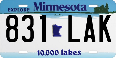 MN license plate 831LAK