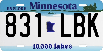 MN license plate 831LBK