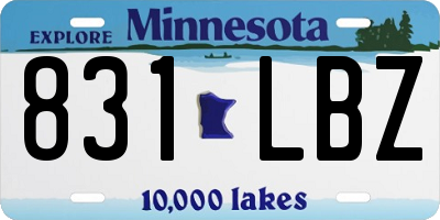 MN license plate 831LBZ
