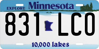 MN license plate 831LCO