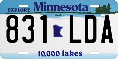 MN license plate 831LDA