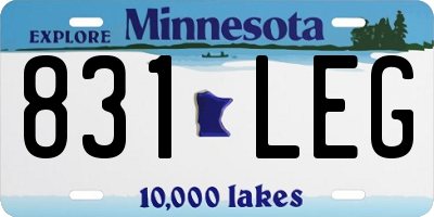 MN license plate 831LEG