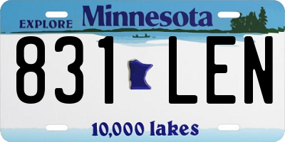 MN license plate 831LEN