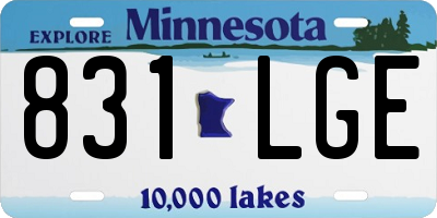 MN license plate 831LGE