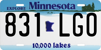 MN license plate 831LGO