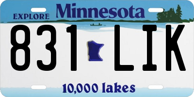 MN license plate 831LIK