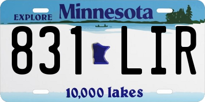 MN license plate 831LIR