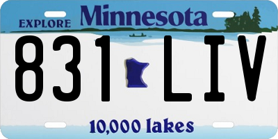 MN license plate 831LIV