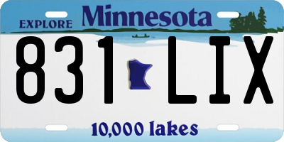 MN license plate 831LIX