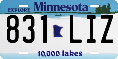 MN license plate 831LIZ