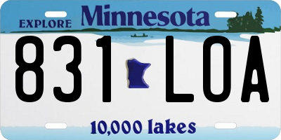 MN license plate 831LOA