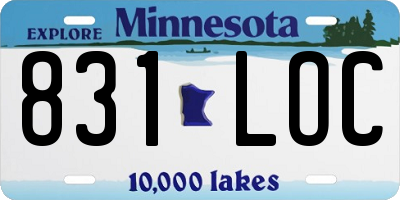 MN license plate 831LOC
