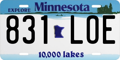 MN license plate 831LOE