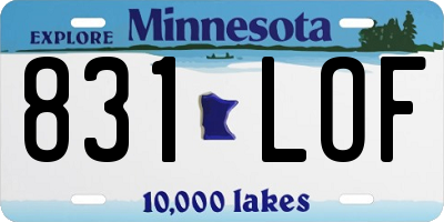 MN license plate 831LOF