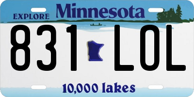 MN license plate 831LOL