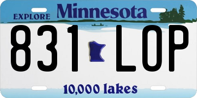 MN license plate 831LOP
