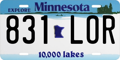 MN license plate 831LOR