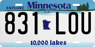 MN license plate 831LOU
