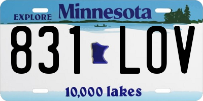 MN license plate 831LOV