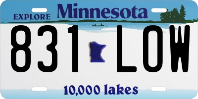 MN license plate 831LOW