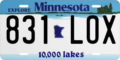MN license plate 831LOX