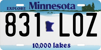 MN license plate 831LOZ