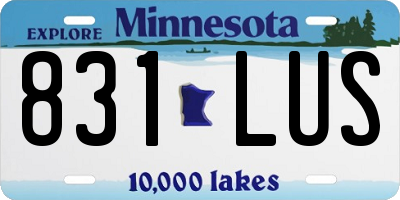 MN license plate 831LUS