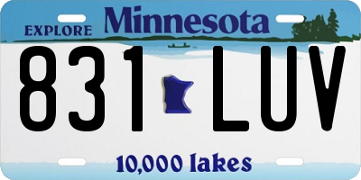 MN license plate 831LUV